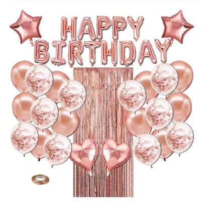 玫瑰金生日装饰铝膜气球