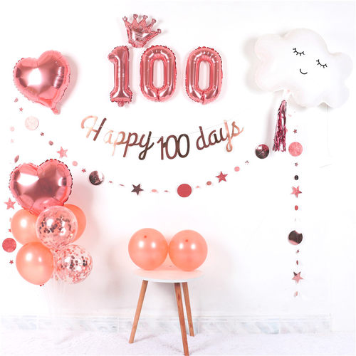 ins宝宝百天百日宴会场地气球