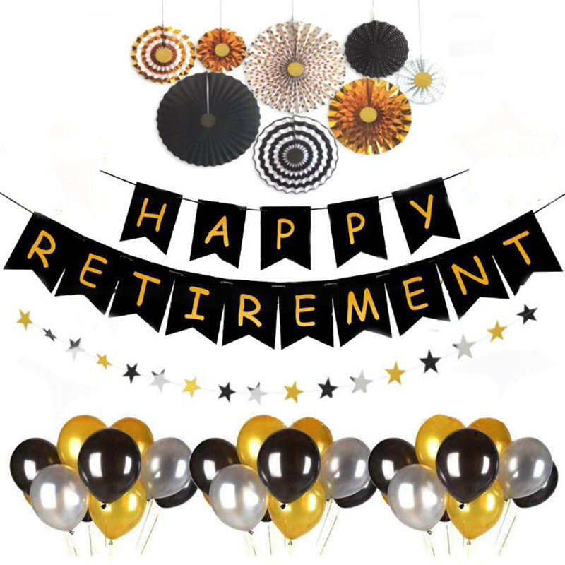 退休快乐派对布置气球happy retirement员工欢送会背景墙场景装饰