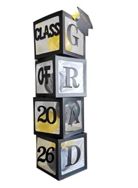 2026毕业季气球盒子氛围拍照道具GRAD毕业晚会典礼装饰黑色盒子