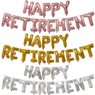 退休快乐派对装饰气球HAPPY RETIREMENT退休迎送会背景墙布置拉旗