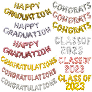庆祝毕业典礼装饰气球congrats Happy graduation学校幼儿园布置