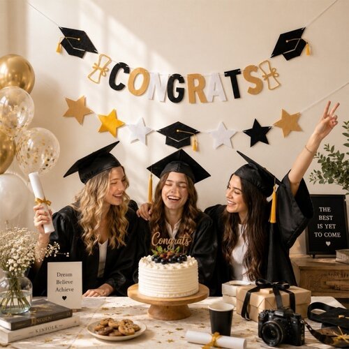 恭喜毕业快乐装饰拉旗CONGRATS