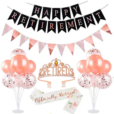 Happy retirement公司领导同事医生老师退休装饰拉旗欢送会布置