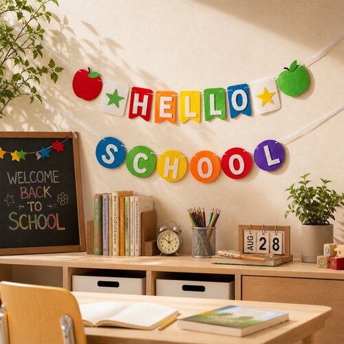 开学季装饰拉旗HelloSchool