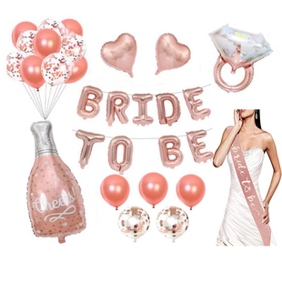 单身派对布置铝膜气球bride to be装饰肩带拉花头饰Bridal shower