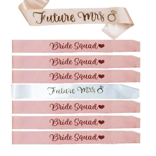 告别单身派对布置Bride squad伴娘礼仪带Future Mrs准新娘肩带