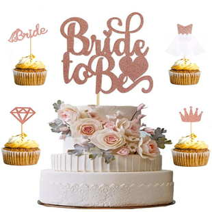 单身派对蛋糕插件party装饰Bride to be Cake Topper婚前派对装饰