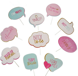 10PCS婚礼装扮拍摄道具 单身派对用品Bridal Shower Photo Booth