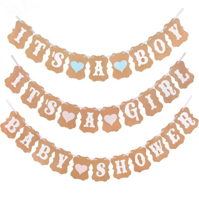 宝宝迎婴装扮拉花 Its A Boy Girl 生日派对拍摄横幅Baby Shower