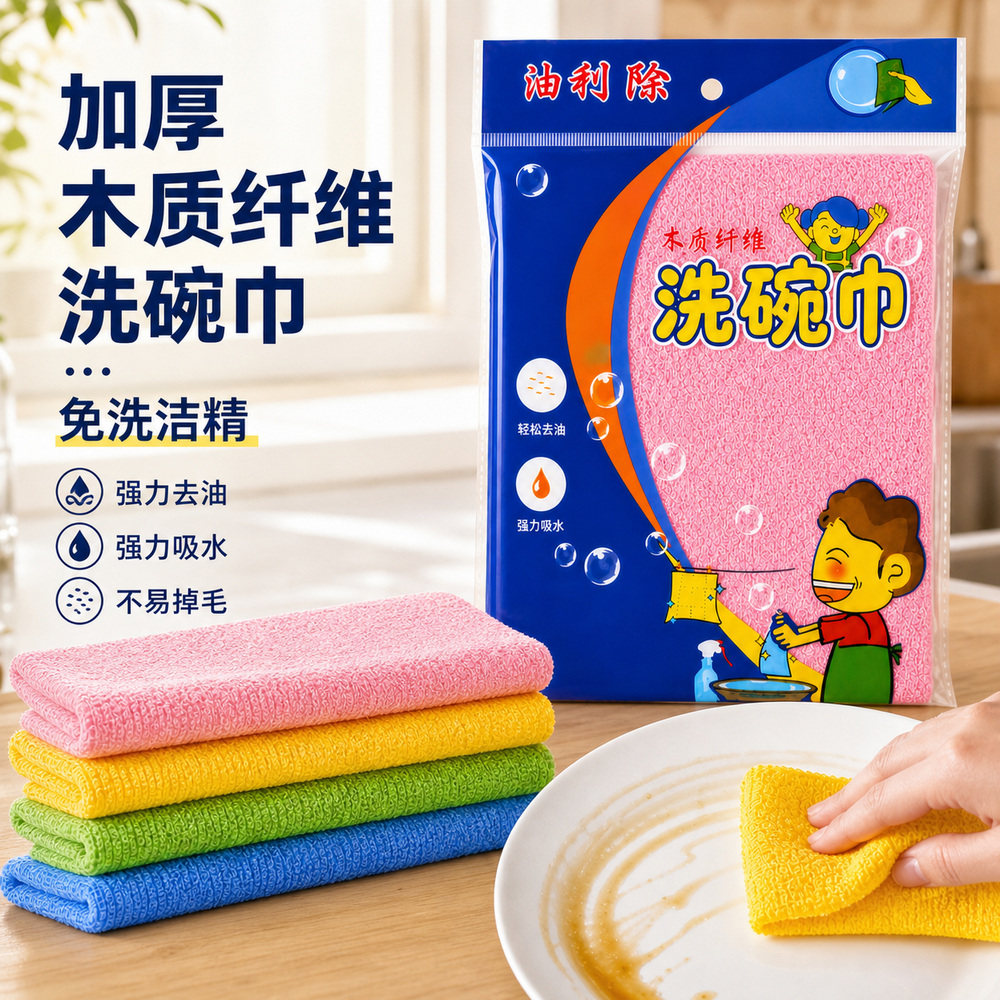 油利除木质纤维洗碗巾去油不留痕柔软不伤餐具加厚吸水厨房超抹布