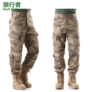 户外灰废墟AT迷彩裤宽松耐磨训练长裤军迷加肥加大工装裤战斗裤子