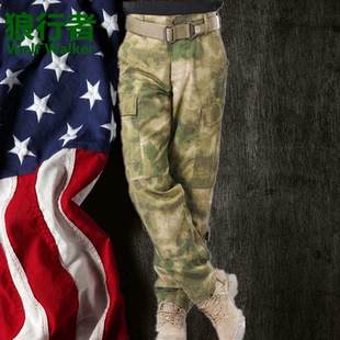 户外绿废墟FG迷彩裤宽松耐磨训练长裤军迷加肥加大工装裤战斗裤子