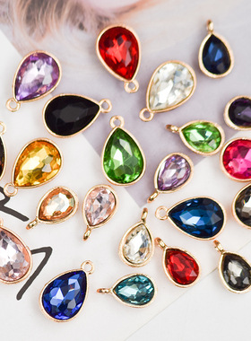 内镶7*1010*14mm水晶水滴钻吊坠手链项链小挂件发饰DIY饰品配件