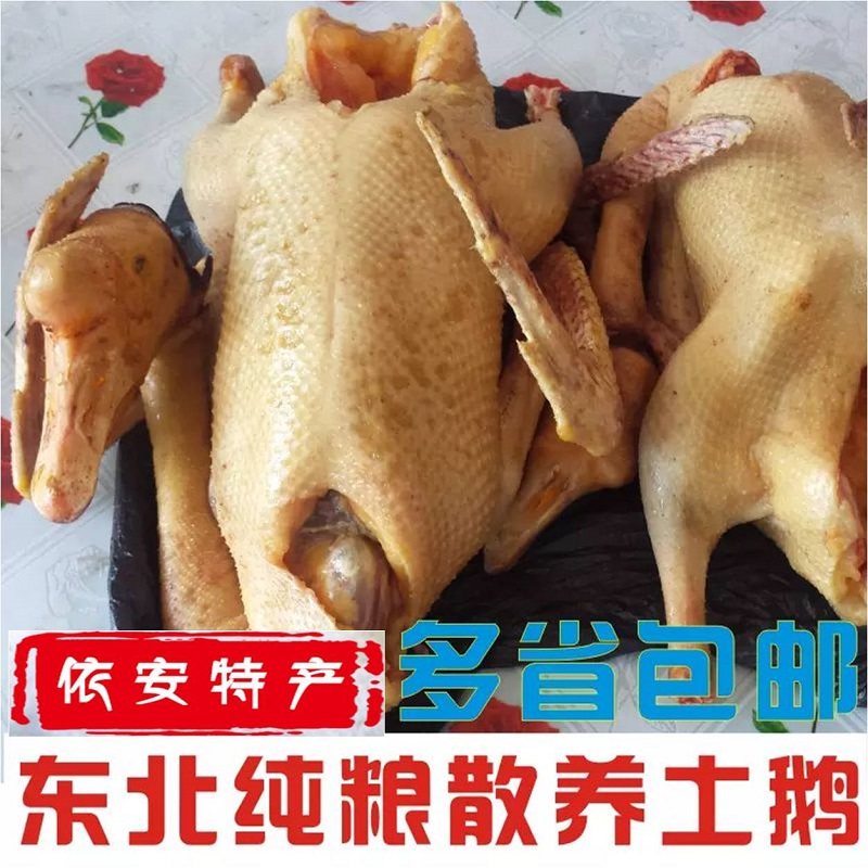 东北农家散养大鹅现杀冷冻整只纯粮本地草鹅笨鹅6-7斤左右包邮