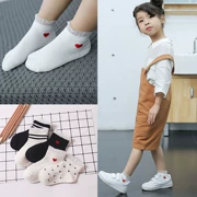 5 đôi cotton trong vớ vớ trẻ em vớ công chúa dễ thương mùa hè mỏng lưới thoáng khí vớ ren cô gái vớ - Vớ