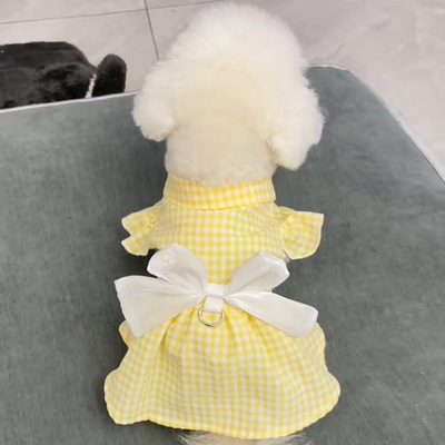 小狗衣服薄款带牵引扣幼犬泰迪博美小型犬宠物连衣裙子公主风比熊