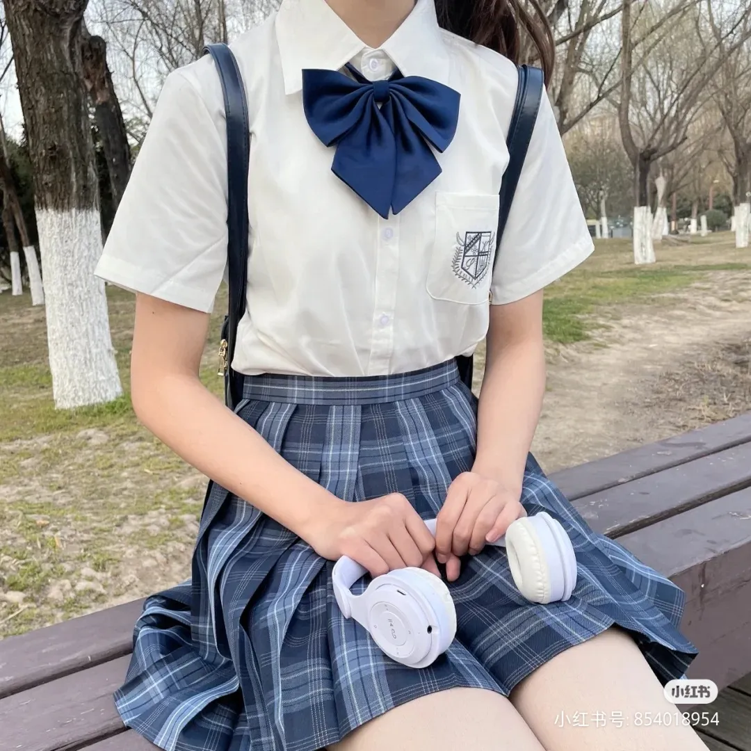 jk刺绣白长短袖衬衫女春夏设计衬衫