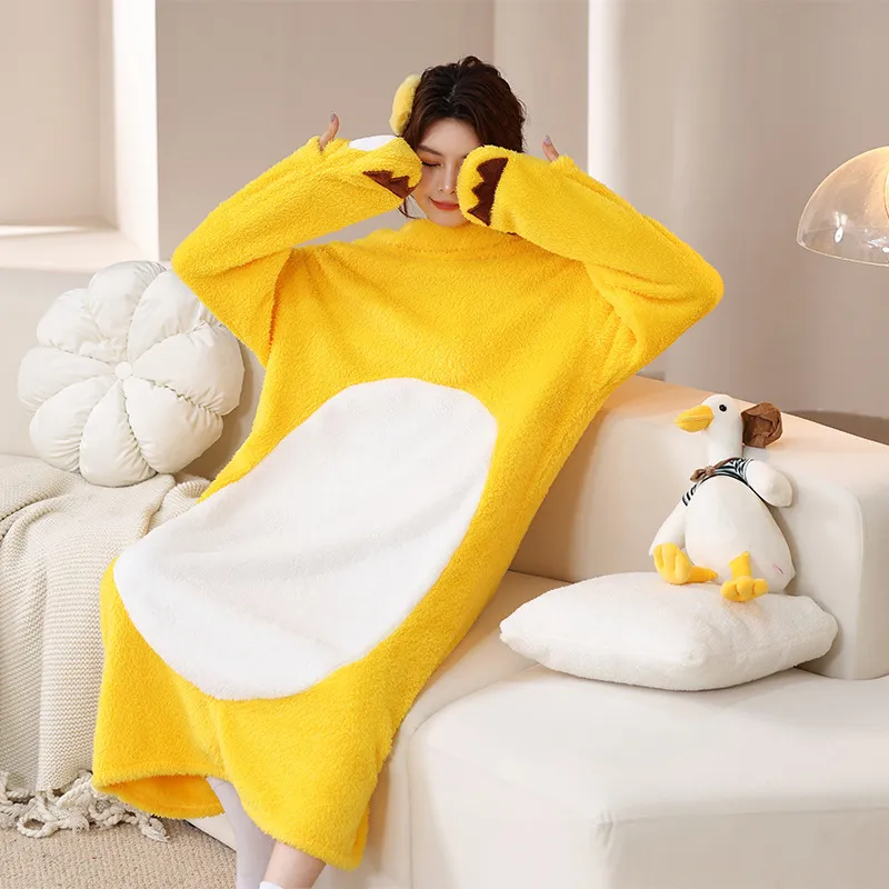 秋冬卡通奶龙连体睡衣法兰绒小奶龙男女家居服连体睡衣奶浓搞怪