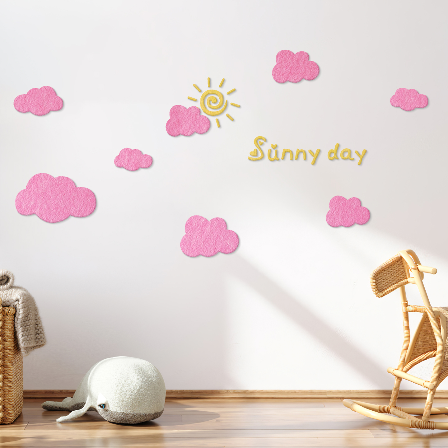 多巴胺云朵毛毡板墙贴自粘幼儿园展示软木板照片墙公告栏墙纸装饰