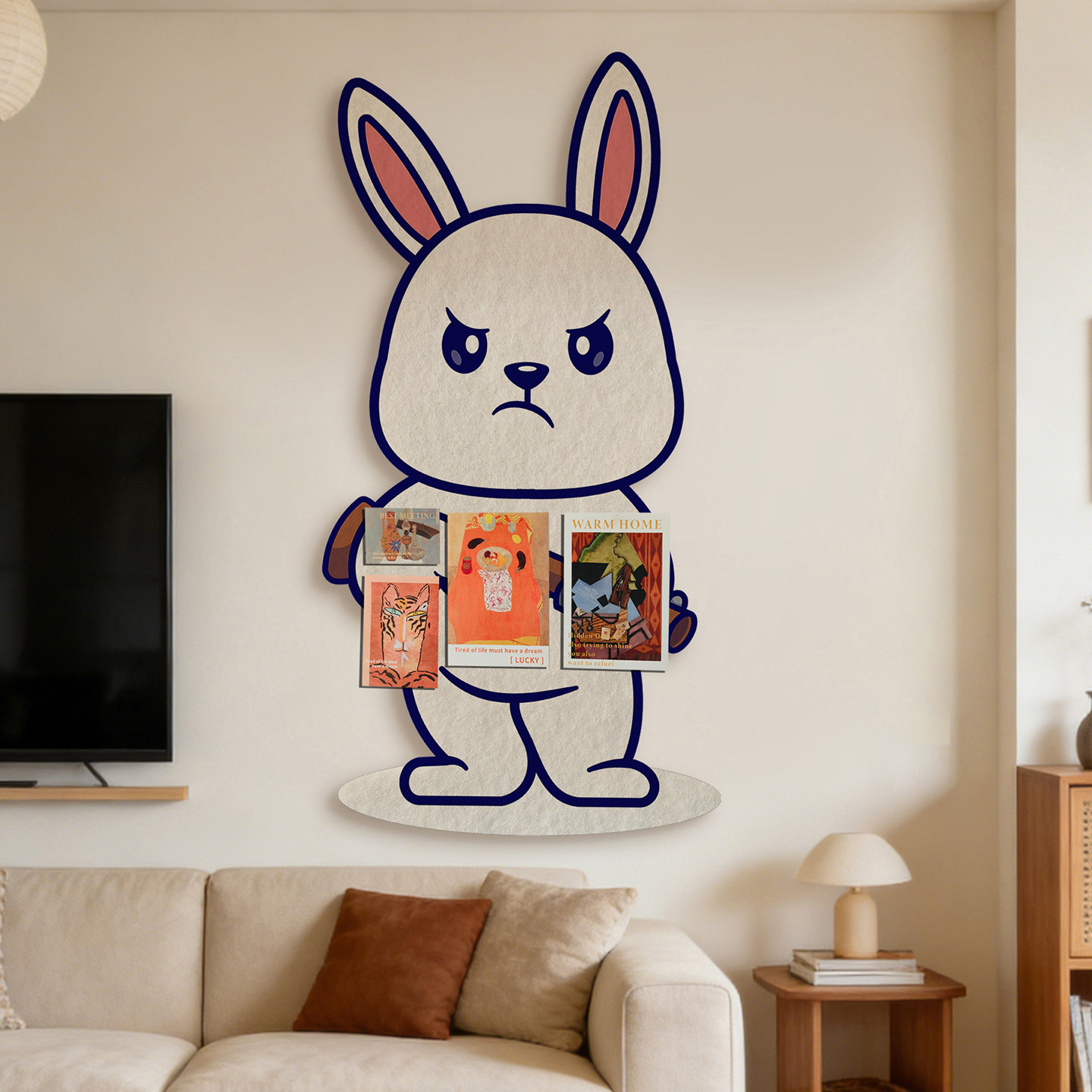 卡通兔子墙面装饰贴纸毛毡板照片墙客厅装饰儿童房墙贴童趣风拼豆,家居饰品,软装墙贴,淘宝优惠券,粉丝福利购,淘宝优惠卷