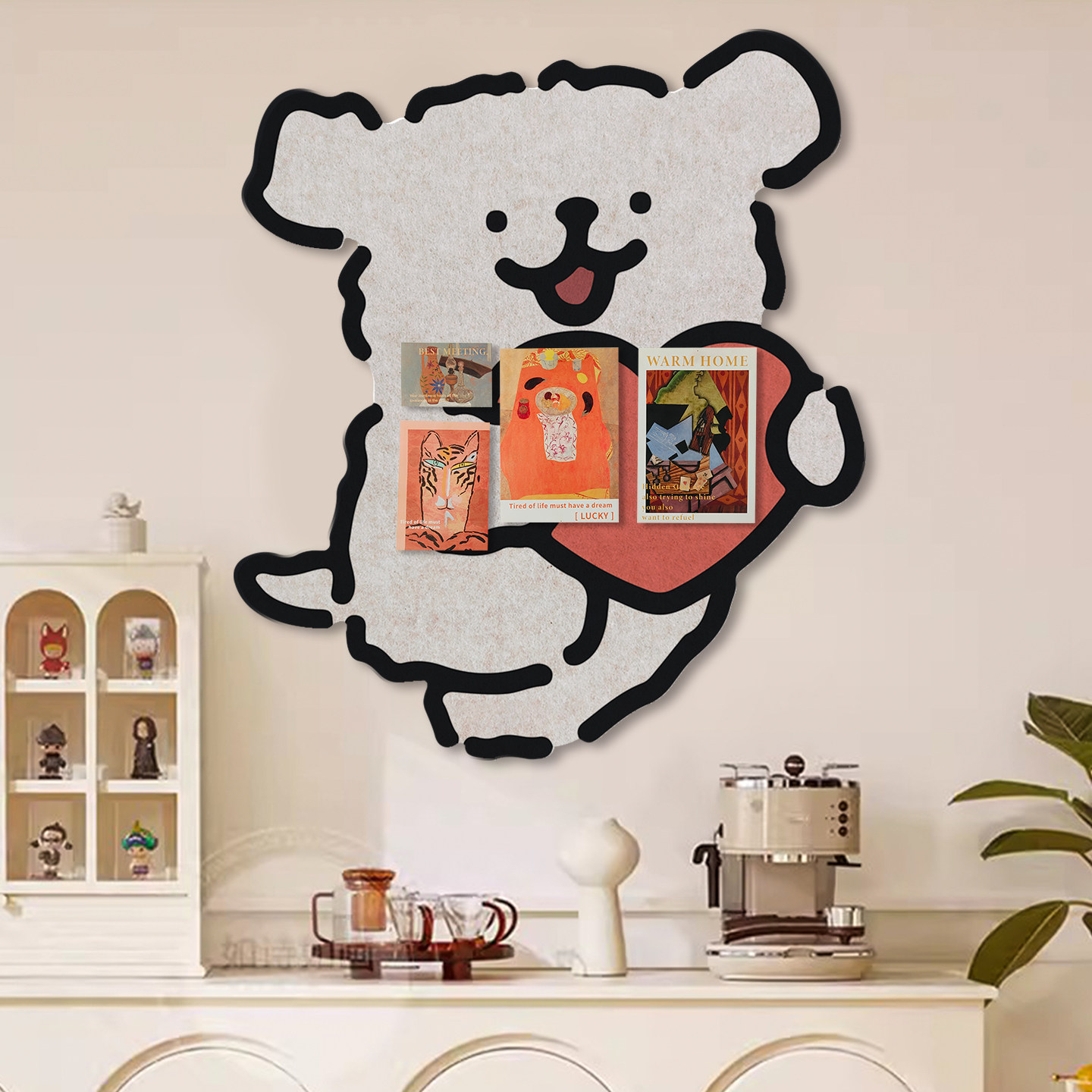 爱心小狗毛毡板展示墙装饰创意荣誉墙墙面作品毛粘板拍立得童趣风,家居饰品,软装墙贴,淘宝优惠券,粉丝福利购,淘宝优惠卷