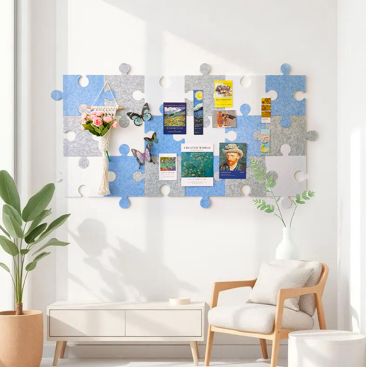 毛毡板墙贴照片背景墙拼图软木板墙面装饰留言板徽章谷子饰品收纳