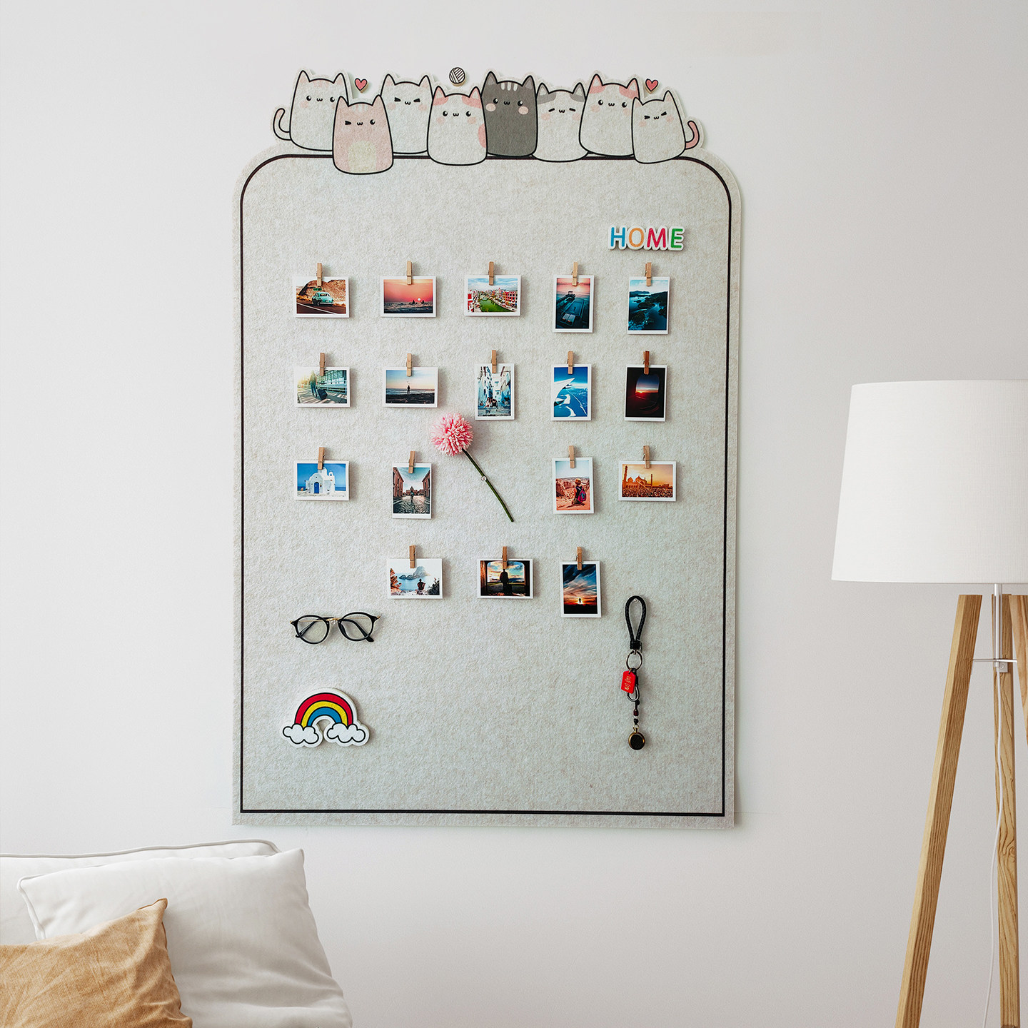 卡通毛毡板墙贴可爱猫咪墙面装饰展示板留言墙免打孔照片墙童趣风,家居饰品,软装墙贴,淘宝优惠券,粉丝福利购,淘宝优惠卷