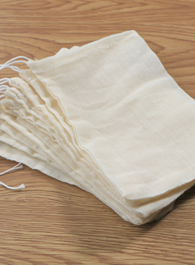 20个10*15cm纯棉纱布抽绳煲汤袋调料卤料包药袋汤包过滤袋子小号