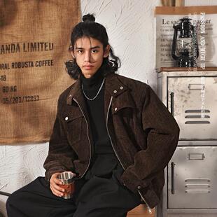 日系复古2026冬季夹棉加厚灯芯绒外套男机车立领垫肩休闲工装夹克