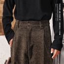 男冬季 男士 加厚宽松阔腿裤 裤 垂感西装 日系复古雪尼尔直筒休闲西裤