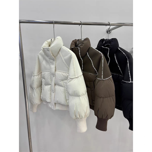 90白鸭绒100涤纶羽绒服拼皮