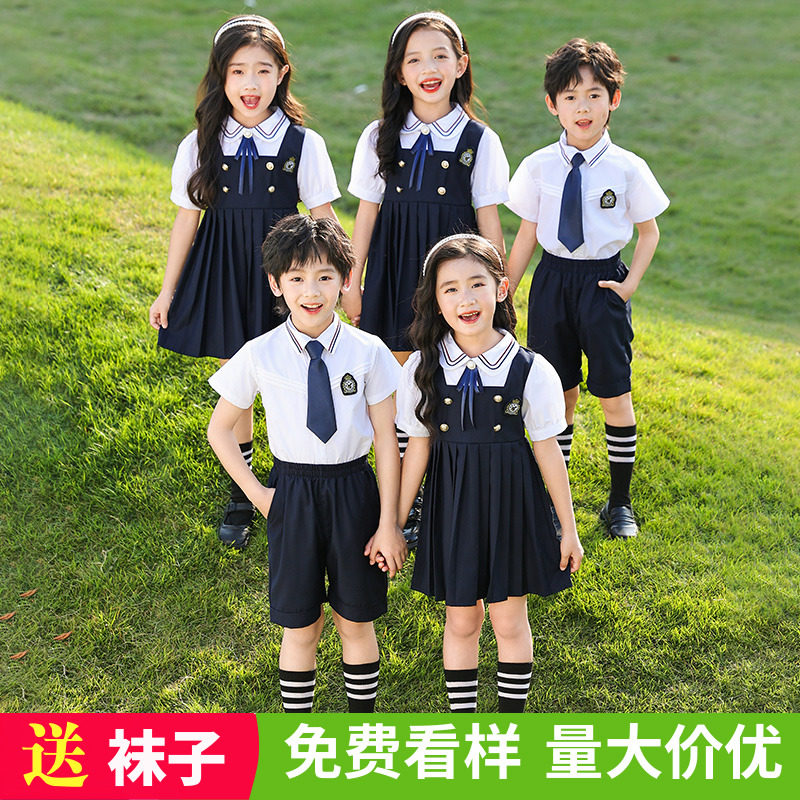 儿童合唱演出服幼儿园服夏季套装小学生校服英伦风短袖表演服班服
