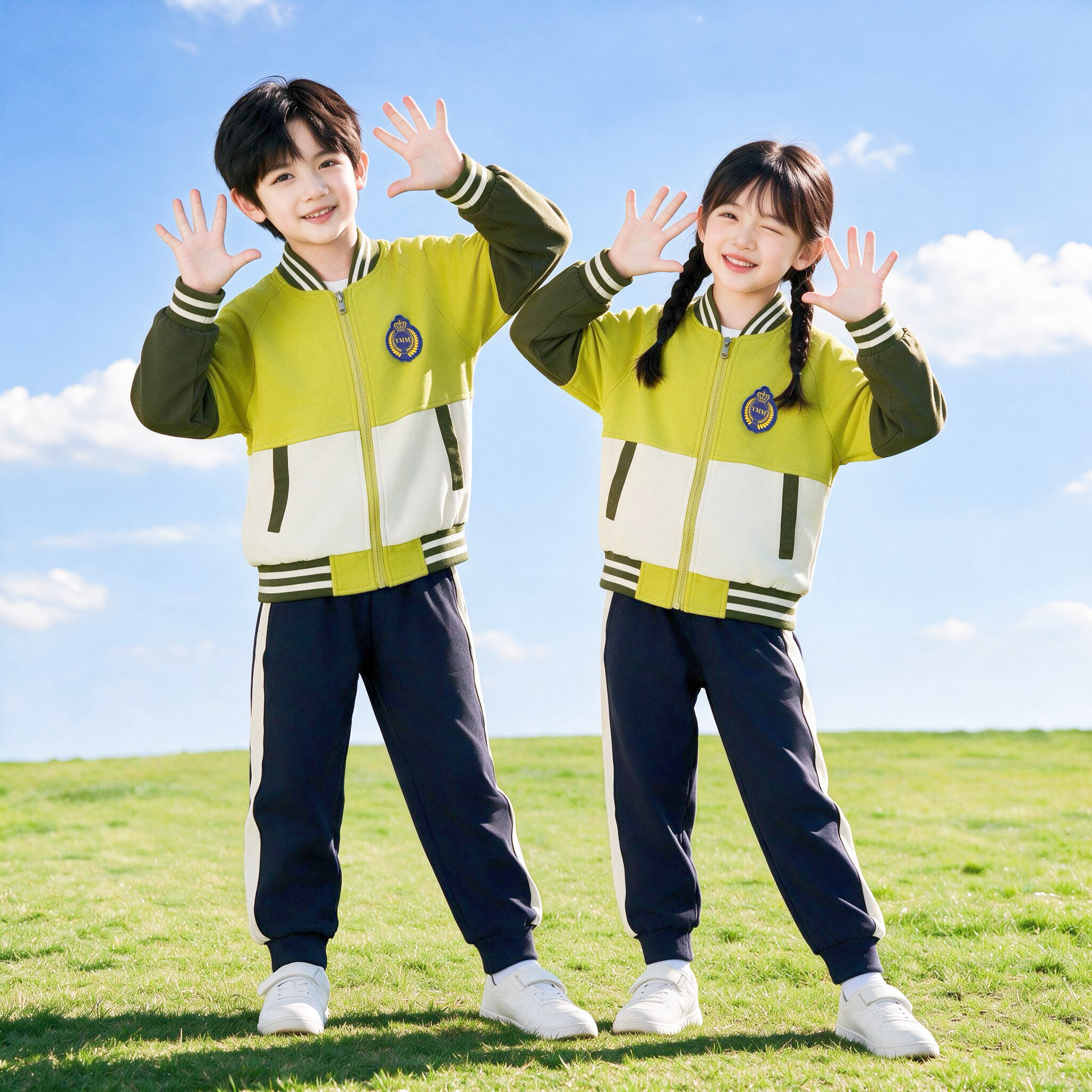 幼儿园园服春秋服装儿童班服小学生校服两件套装运动会绿色棒球服