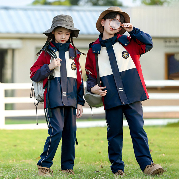 小学生校服冲锋衣儿童班服套装三件套三合一秋冬季加厚幼儿园园服
