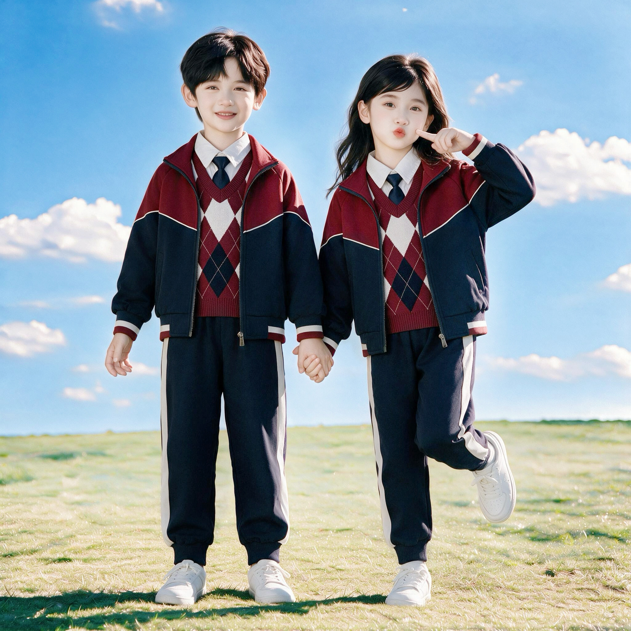 幼儿园园服春秋装小学生校服套装儿童运动服英伦风班服新款两件套