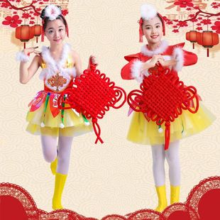 幼儿小荷风采红红的中国结演出服冰糖葫芦儿童秧歌喜庆舞蹈表演服