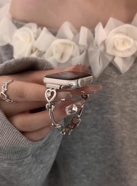 闪钻手镯表带适用iwatch9苹果手表S10新8765se女小米9pro红米fit4