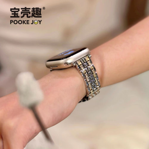适用苹果手表iwatchS11表带银间金钻华为fit45小米89pro个性红米6