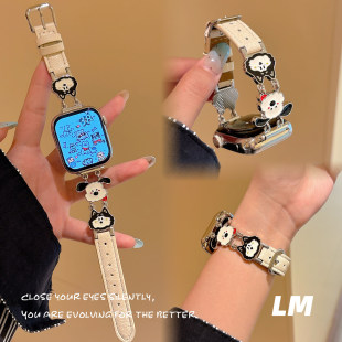 适用iwatch11小米10表带可爱卡通哈士奇皮萌宠89pro华为fit4红米6