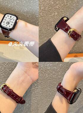 适用S10苹果手表iwatch11小米89pro7se油腊皮表带红米56华为fit43