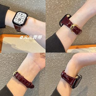 适用S10苹果手表iwatch11小米89pro7se油腊皮表带红米56华为fit43