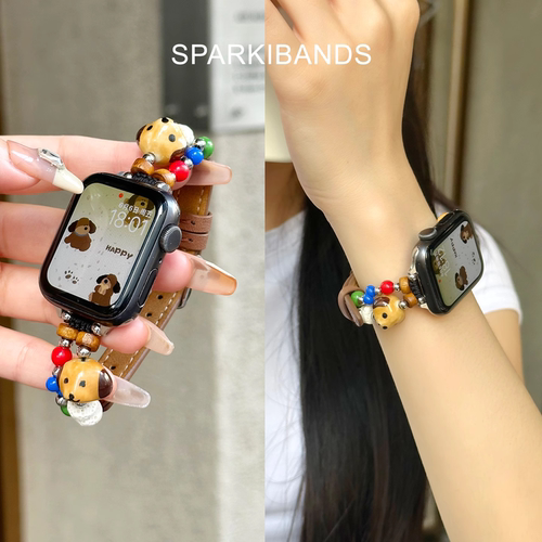 陶瓷串珠适用小米9pro苹果表带iwatch10火山石87时尚高级夏季fit4