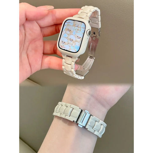 适用小米98pro手表华为fit4夏树脂小方块苹果11表带透气红米watch