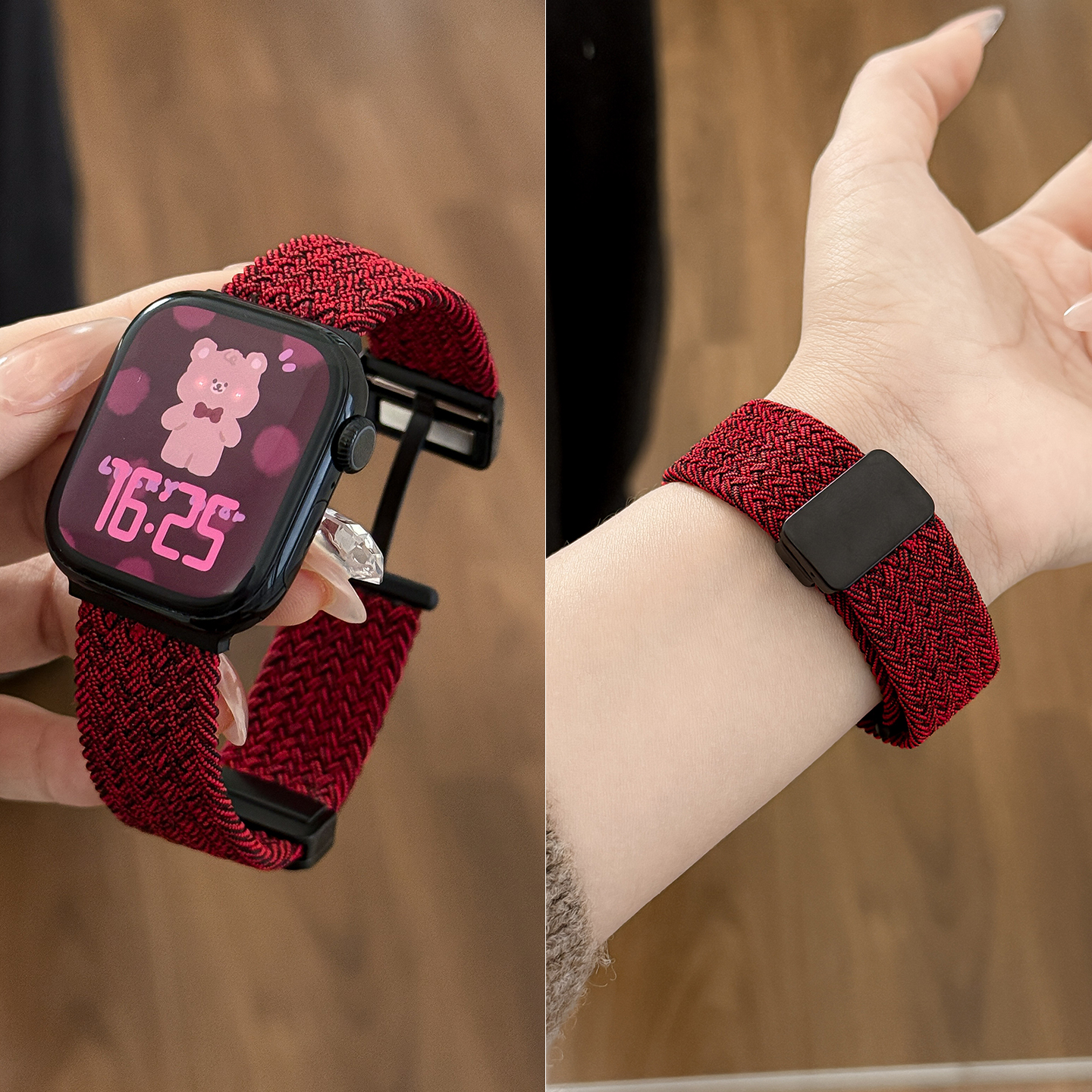 新年适用iwatch11手表带弹力尼龙编织小米89pro冬se红米6腕带fit4