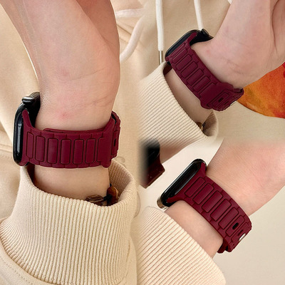 张婧仪同款液态硅胶三株钉扣表带适用苹果S10手表applewatchs98SE