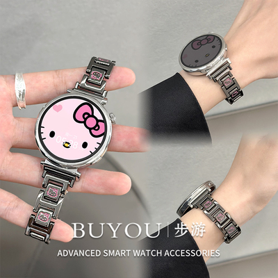 适用华为gt5金属三株表带gt3KT猫watch4女款高级感GT2profit4荣耀