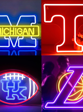 LED霓虹灯电竞房卧室房间布置氛围灯挂墙创意足球篮球队标小夜灯