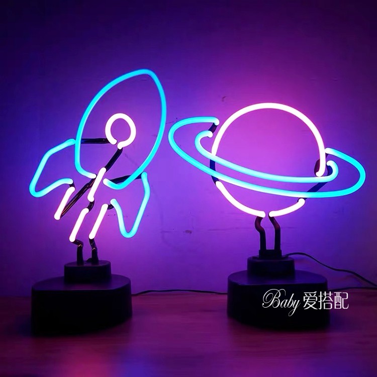 网红灯火箭少女霓虹灯少女心ins房间装饰灯物温馨浪漫卧室星球灯