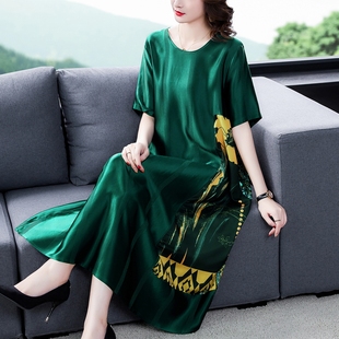 清倉特價 杭州真絲連衣裙大牌高檔桑蠶絲氣質媽媽香云紗女裝 夏新款